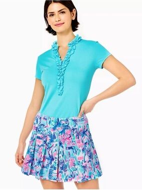 NWT Lilly Pulitzer Upf 50+ Luxletic Frazer Short Ravello Blue Perfect Match